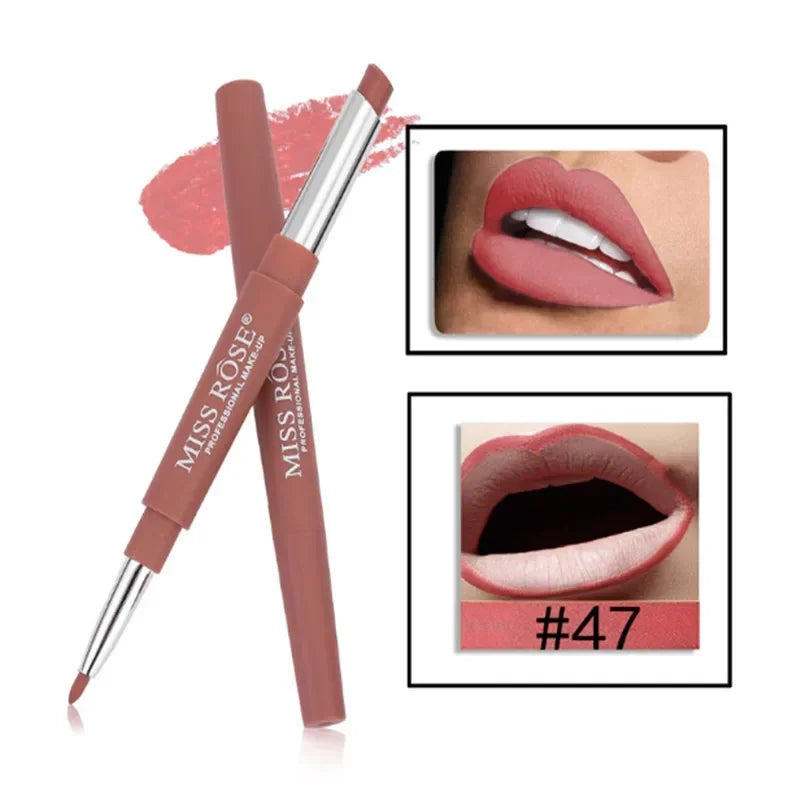 8 Color Double-End Lip Makeup Lipstick Pencil Waterproof Long Lasting Tint Sexy Red Lip Stick Beauty Matte Liner Pen Lipstick