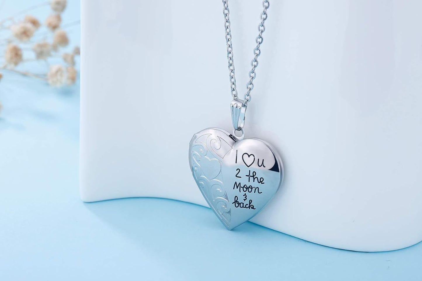 Locket Necklace That Holds Pictures "I Love You to the Moon and Back" Photo Memory Lockets Necklaces