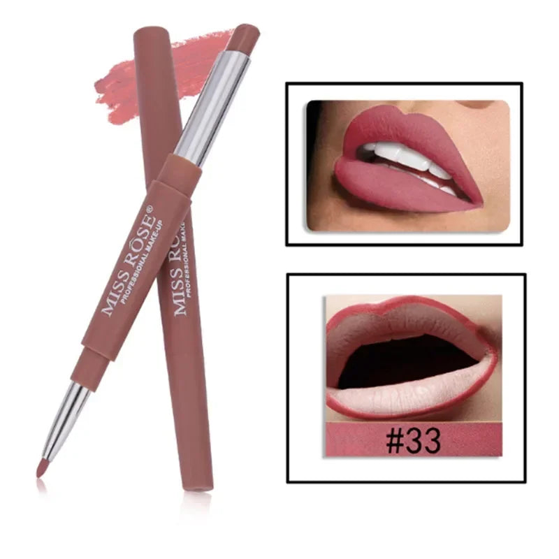 8 Color Double-End Lip Makeup Lipstick Pencil Waterproof Long Lasting Tint Sexy Red Lip Stick Beauty Matte Liner Pen Lipstick