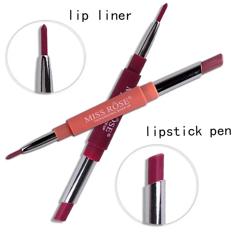 8 Color Double-End Lip Makeup Lipstick Pencil Waterproof Long Lasting Tint Sexy Red Lip Stick Beauty Matte Liner Pen Lipstick