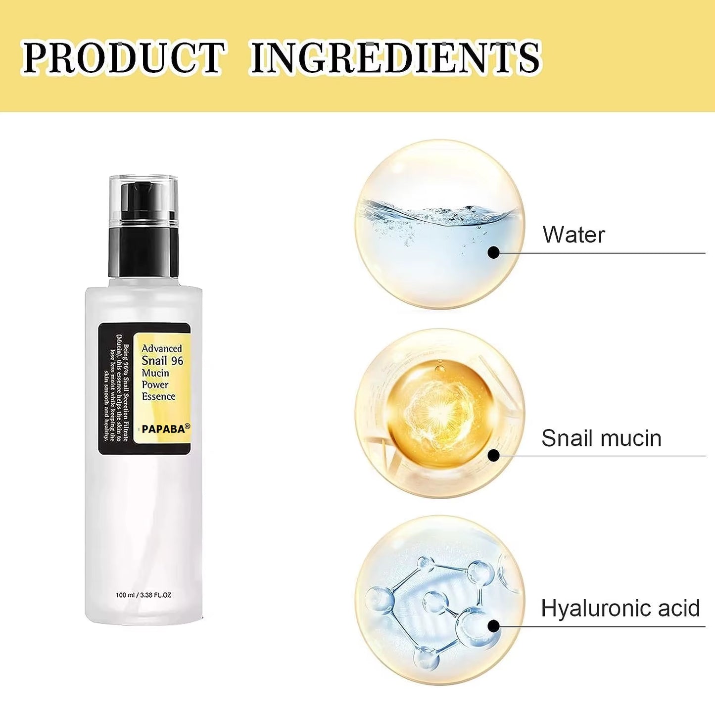 Advanced Snail Mucin 96% Intensive Repair Serum, Snail Mucin Serum with Snail Secretion Filtrate for Dull Skin 100Ml