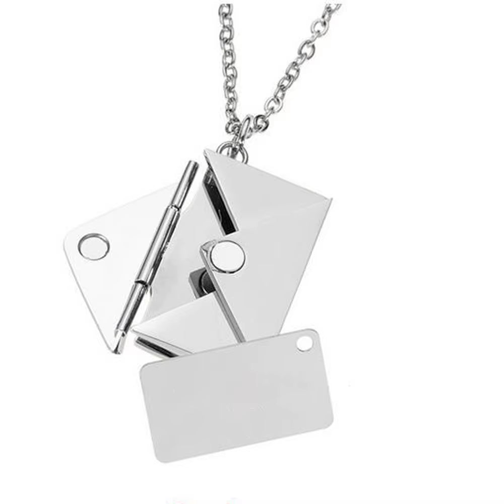 Stainless Steel Envelope Necklace Metal Envelope Pendant Necklaces Choker Mirror Polished Wholesale 5Pcs