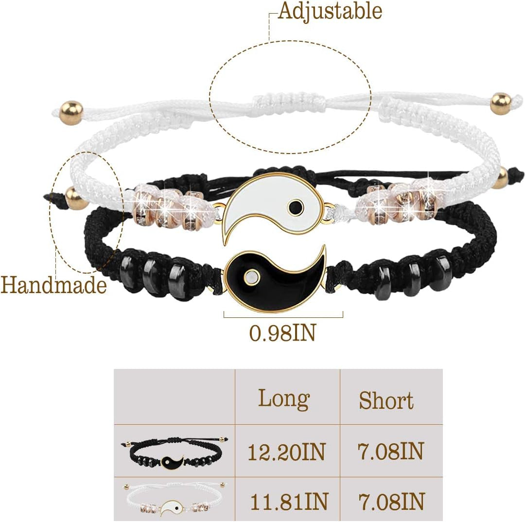 Best Friend Bracelets for 2 Matching Bracelets, Bff Bracelets for 2 Yin Yang Friendship Bracelets for Men Women