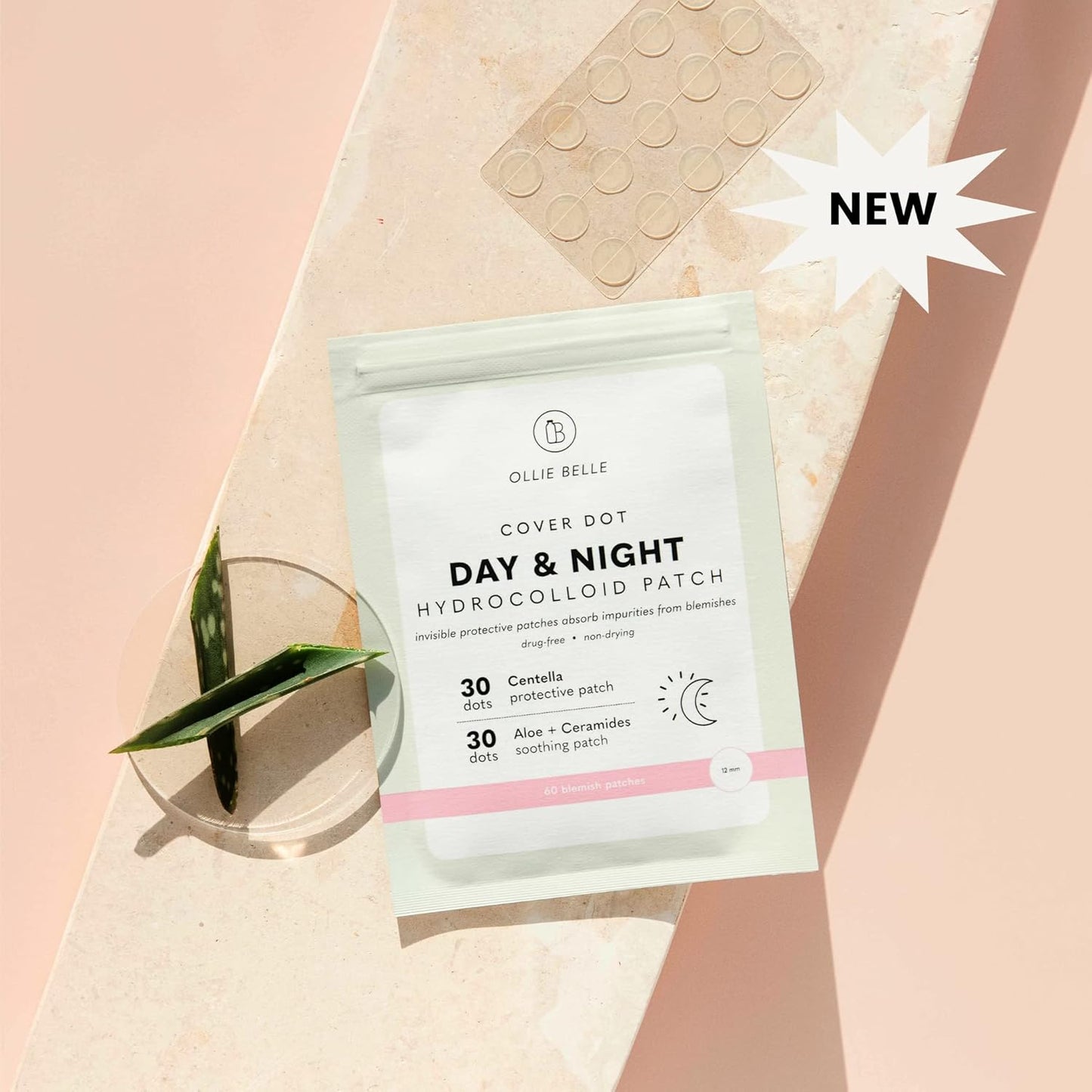 Cover Dot Ollie Belle Hydrocolloid Acne Patches with Salicylic Acid, Aloe & Centella Invisible Pimple Stickers Blemish Treatment