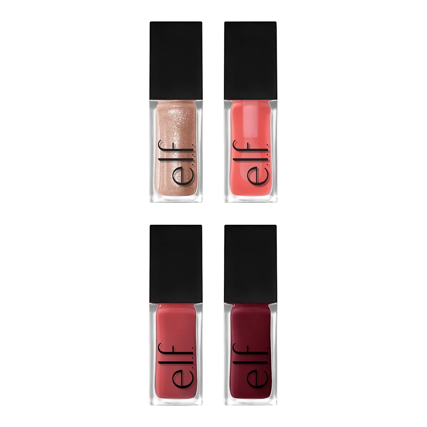 Glow Reviver Quad Goals Lip Oil Kit, Lip Gloss for a High-Gloss Finish & Sheer Wash of Color, Non-Sticky, Vegan & Cruelty-Free, 4 Glosses