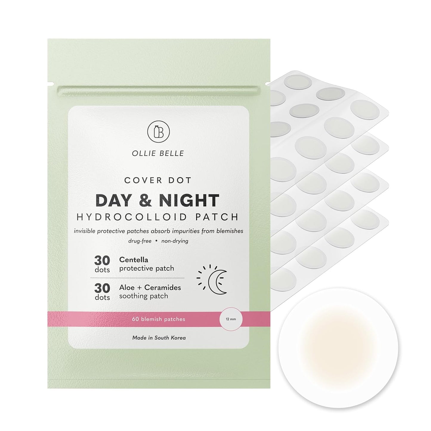 Cover Dot Ollie Belle Hydrocolloid Acne Patches with Salicylic Acid, Aloe & Centella Invisible Pimple Stickers Blemish Treatment