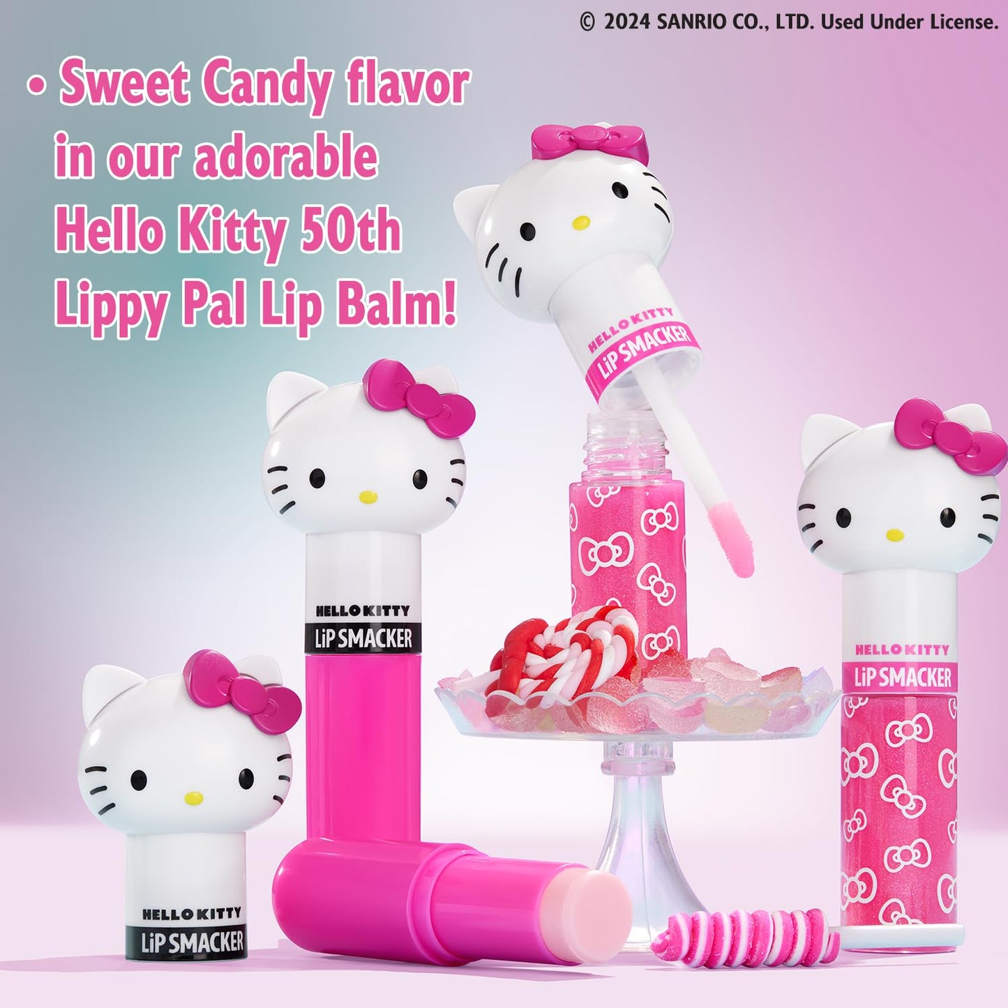 Hello Kitty 50Th Anniversary Lippy Pal Lip Gloss, Moisturizing, Sweet Silky Smooth Gliding Application - Kiwi