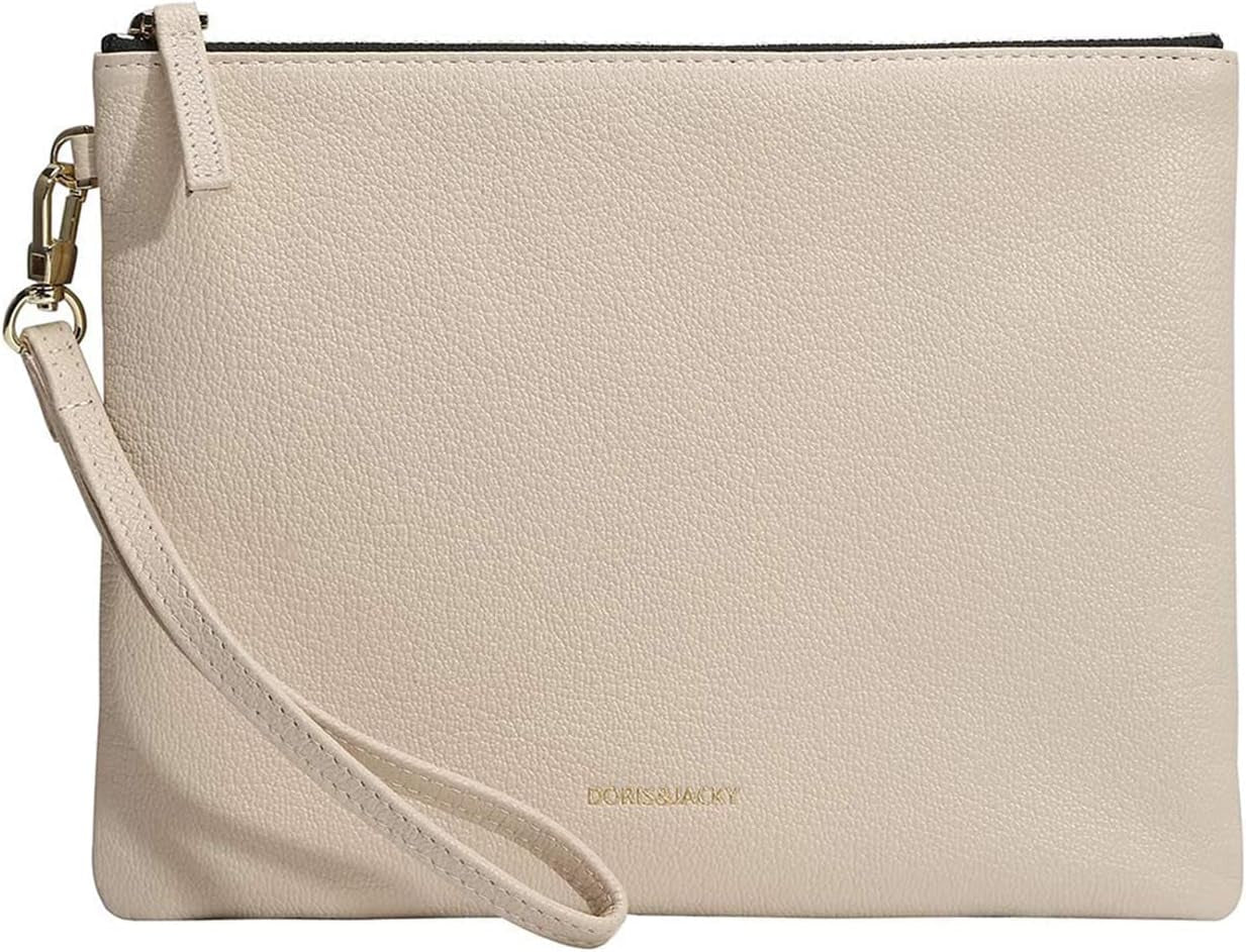 Lambskin Leather Wristlet Clutch Purse for Women Large Soft Designer Wallet with Strap…