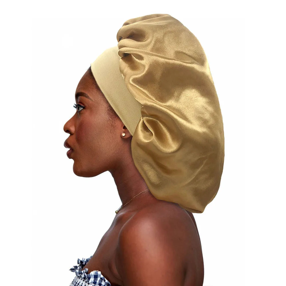 Large Satin Bonnet,Silk Bonnet Hair Wrap for Sleeping, Sleep Cap with Elastic Soft Band, Big Bonnets for Women Hair Care